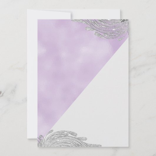Lavender white silver glitter Masquerade Prom Kaart (Achterkant)