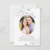 Lavender & White Simple Elegant Weddenschap Oval F Save The Date (Voorkant)