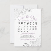 Lavender & White Simple Elegant Wedding Calendar Save The Date (Voorkant)