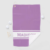 Lavender White Stripe Modern Name Monogram Golfhanddoek (Insitu)
