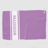 Lavender White Stripe Modern Name Monogram Golfhanddoek (Horizontaal)