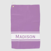 Lavender White Stripe Modern Name Monogram Golfhanddoek (Voorkant)