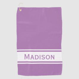 Lavender White Stripe Modern Name Monogram Golfhanddoek