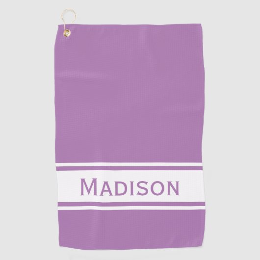 Lavender White Stripe Modern Name Monogram Golfhanddoek (Voorkant)