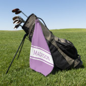 Lavender White Stripe Modern Name Monogram Golfhanddoek (Groen)