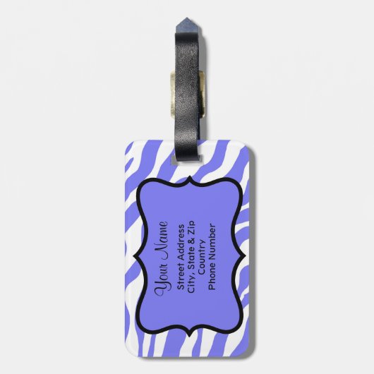 Lavender, White & TealvZebra & Cheeta Aangepast Bagagelabel (Achterkant verticaal)