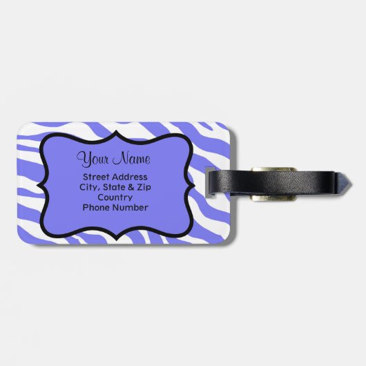 Lavender, White & TealvZebra & Cheeta Aangepast Bagagelabel (Achterkant horizontaal)