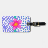 Lavender & White Zebra & Cheetah Roze ventilator Bagagelabel (Voorkant horizontaal)