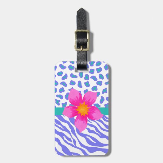 Lavender & White Zebra & Cheetah Roze ventilator Bagagelabel (Voorkant verticaal)