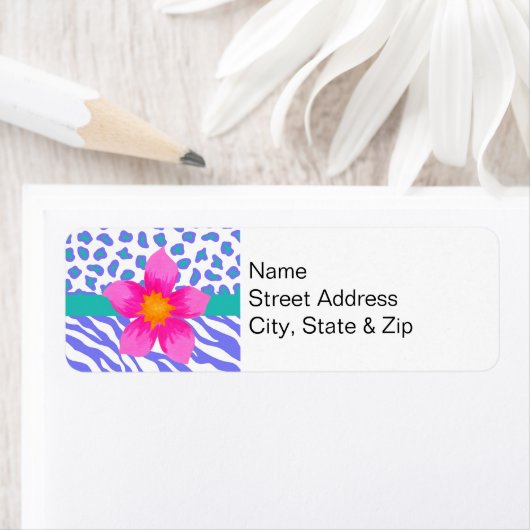 Lavender & White Zebra & Cheetah Roze ventilator Etiket (Insitu)