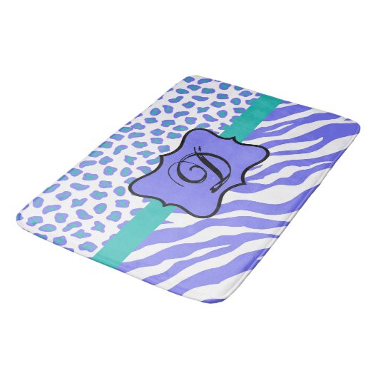 Lavender White Zebra Leopard Skin Monogram Initiaa Badmat (Gekanteld)