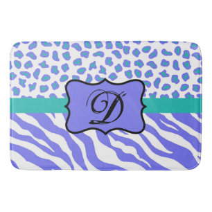 Lavender White Zebra Leopard Skin Monogram Initiaa Badmat