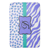 Lavender White Zebra Leopard Skin Monogram Initiaa Badmat (Voorkant Verticaal)