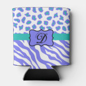 Lavender White Zebra Leopard Skin Monogram Initiaa Blikjeskoeler (Achterkant)