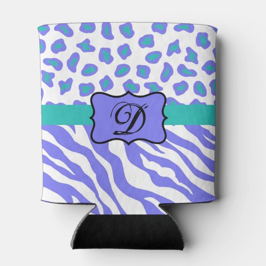 Lavender White Zebra Leopard Skin Monogram Initiaa Blikjeskoeler (Achterkant)