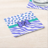 Lavender White Zebra Leopard Skin Monogram Initiaa Kartonnen Onderzetters (Schuin)