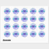 Lavender White Zebra Leopard Skin Monogram Initiaa Ronde Sticker (Vel)