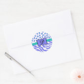 Lavender White Zebra Leopard Skin Monogram Initiaa Ronde Sticker (Envelop)