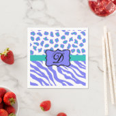 Lavender White Zebra Leopard Skin Monogram Initiaa Servet (Insitu)