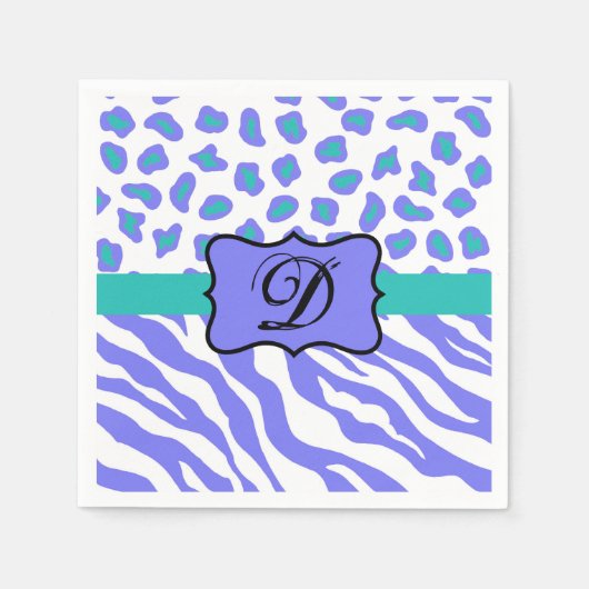 Lavender White Zebra Leopard Skin Monogram Initiaa Servet (Voorkant)
