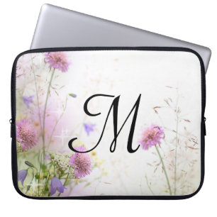 Lavender Wild Flowers Monogram 15-inch laptop Hoes