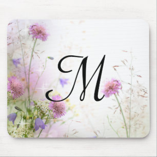Lavender Wild Flowers Monogram Initiaal Muismat