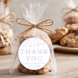 Lavender Wildflower Baby Shower Thank You Stickers