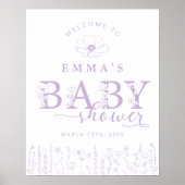Lavender Wildflower Baby Shower Welcome Sign Poster (Voorkant)