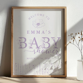 Lavender Wildflower Baby Shower Welcome Sign Poster