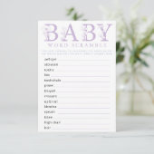 Lavender Wildflower Baby Shower Word Game Card Informatiekaartje (Staand voorkant)