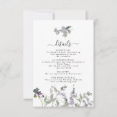 Lavender Wildflower Greenery Wedding Details Kaart (Voorkant)
