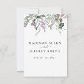 Lavender Wildflower Greenery Wedding Details Kaart (Achterkant)