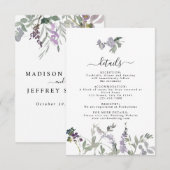 Lavender Wildflower Greenery Wedding Details Kaart (Voorkant / Achterkant)