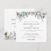 Lavender Wildflower & Greenery Wedding Invitation Aankondiging (Voorkant / Achterkant)