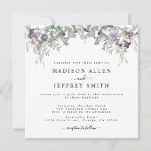 Lavender Wildflower & Greenery Wedding Invitation Aankondiging (Voorkant)