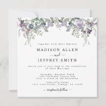 Lavender Wildflower & Greenery Wedding Invitation