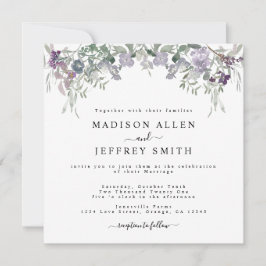 Lavender Wildflower & Greenery Wedding Invitation Aankondiging