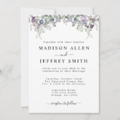 Lavender Wildflower & Greenery Wedding Invitation Aankondiging (Voorkant)