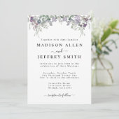 Lavender Wildflower & Greenery Wedding Invitation Aankondiging (Staand voorkant)