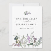 Lavender Wildflower & Greenery Wedding Invitation Aankondiging (Achterkant)
