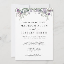 Lavender Wildflower & Greenery Wedding Invitation Aankondiging