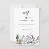 Lavender Wildflower & Greenery Wedding RSVP Kaart (Voorkant)
