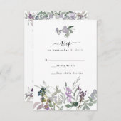 Lavender Wildflower & Greenery Wedding RSVP Kaart (Voorkant / Achterkant)