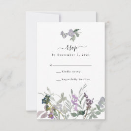 Lavender Wildflower & Greenery Wedding RSVP Kaart