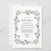 Lavender Wildflower Lijst Bridal Shower Invitation Kaart (Voorkant)