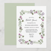 Lavender Wildflower Lijst Bridal Shower Invitation Kaart (Voorkant / Achterkant)