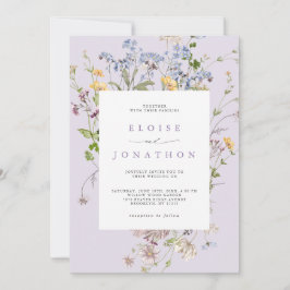 Lavender Wildflower Meadow Garden QR Code Wedding Kaart