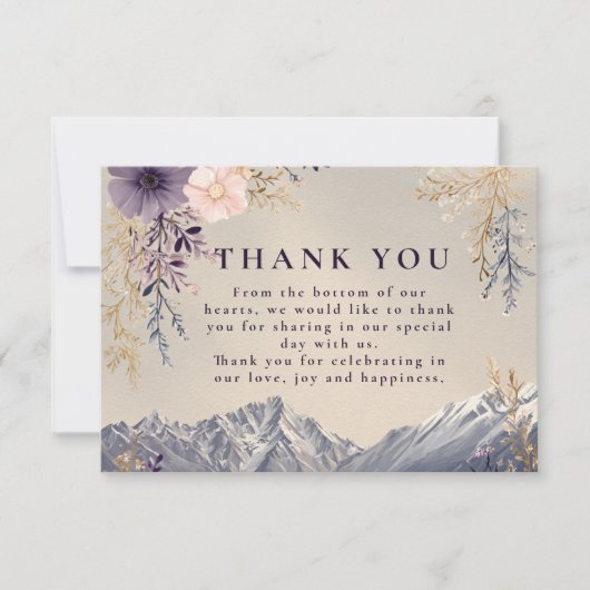 Lavender Wildflower Mountain Wedding Bedankkaart (Voorkant)