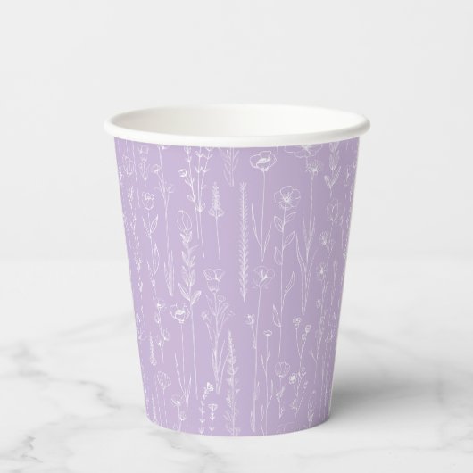 Lavender Wildflower Party Cup | Botanical Pattern Papieren Bekers (Achterkant)