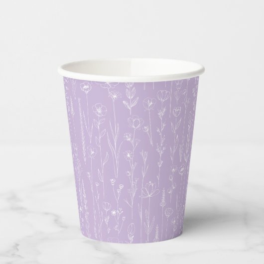 Lavender Wildflower Party Cup | Botanical Pattern Papieren Bekers (Links)